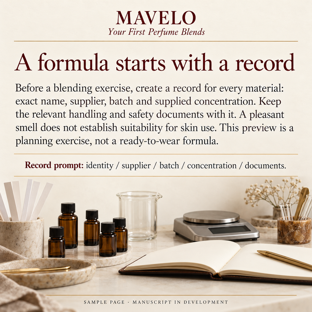 Sample page of Your First Perfume Blends, a digital PDF guide.